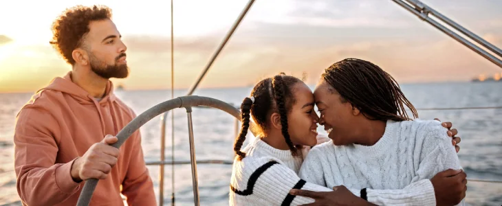 Family enjoying their time together on the yacht